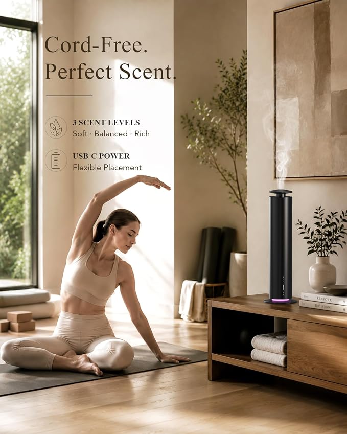 Hotel Waterless Essential Oil Diffuser Battery Powered | 1500 Sq Ft Coverage